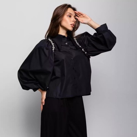 Female shirt, black color, size One size (42-44)-1