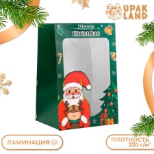 Gift package with the Santa Claus window 30 x 20 x 16 cm, green