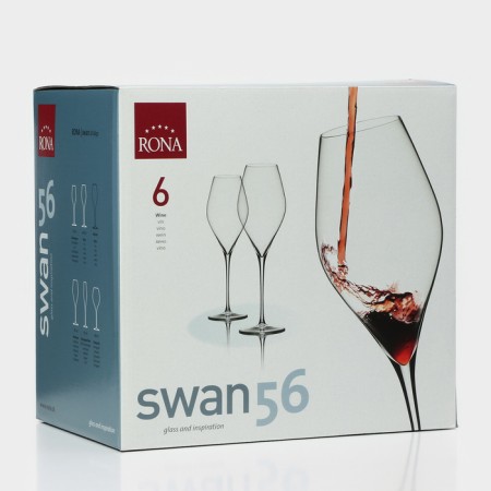 Набор бокалов для вина Swan, 560 мл, хрустальное стекло, 6 шт-7