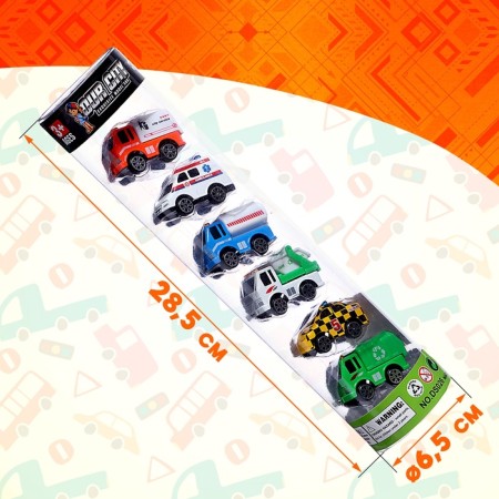Set of metal machines "Mini", 6 pieces, color mix-12
