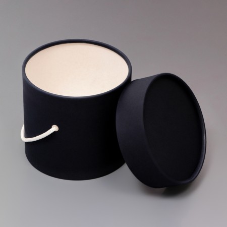 Gift box, round, black, with a lace, 12 x 12 cm-2