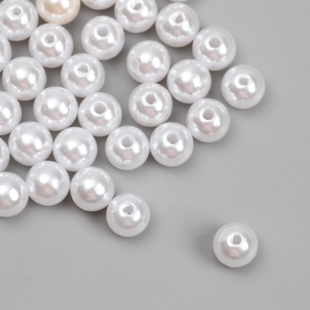 Beads for creativity plastic "Pearls White" d = 1 cm set 500 grams-1