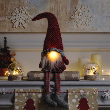 LED figure "Dwarf in a red cap" 13 × 58 × 8 cm, textiles, batteries AG10x3, glow warm white
