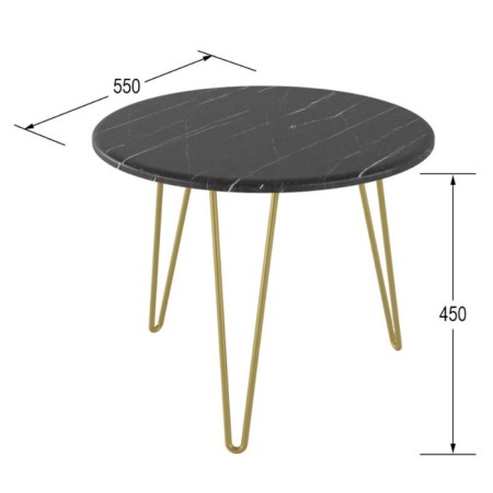 Journal table "Reed Gold 430", 550 × 550 × 450 mm, color black marble-1
