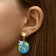 Emall earrings “Around the world” Aircraft and globe, colored in gold