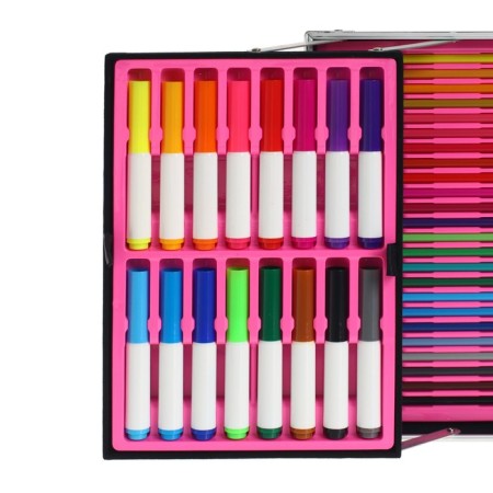 Set for drawing, in a suitcase, pink-2
