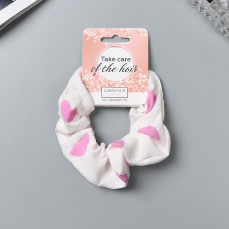 Hair gum "Orbit" Classic Heart, 10 cm, pink-white