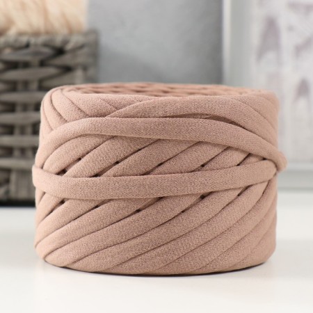 Knitted yarn set No. 11, 3x30 m, width 7-9 mm, 100 g (mango, dark hacks, dark beige)-1