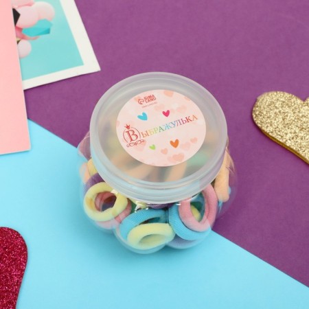Hair elastic band "Poles" (set 50 pcs) pastel, 2 cm, mix-1
