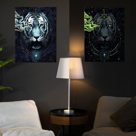 Picture on numbers with luminous paint, 40 × 50 cm "Tiger on a black background" 9 colors-1