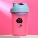 Sports shaker “I work on schedule”, pink-blue, with a bowl for protein, 500 ml