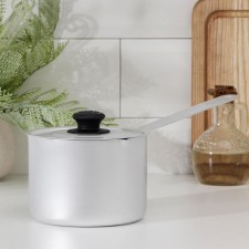Ковш, 1 л, металлическая ручка, металлическая крышка, цвет серый