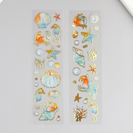 Sticker plastic gold embossing "Underwater World" 2 sheets mix 6.5x22.5 cm-1