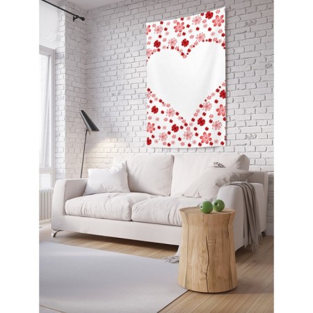 Decorative panel with photo printing "Heart from flowers", vertical, size 150x200 cm