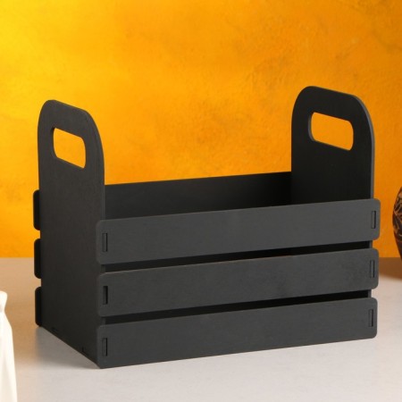 Kashpo wooden 25 × 15 × 20 cm "Carmen", side handles are lateral cuts, black give beautifully
