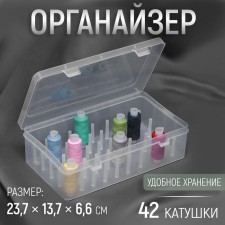 Organizer for threads, 42 coils, 23.7 × 13.7 × 6.6 cm, the color is transparent