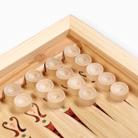 Wooden backgammon with checkers "Horse-21", board game, 40 x 40 cm-5