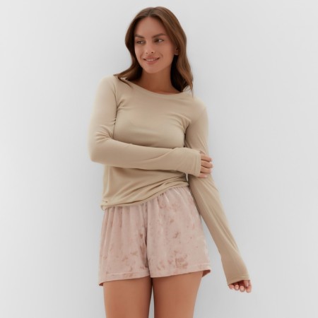 Home Home (Longsliv and Shorts) KAFTAN "velvet" set, 40-42, Rose/Bezh-2