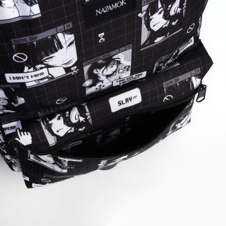 Backpack School Textile "Anime", 42x14x28 cm, black color-5