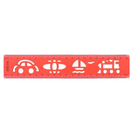 The ruler is flexible, plastic 20 cm, with stencils, mix-12