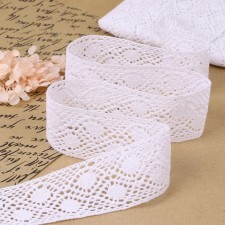 Knitted lace, 50 mm × 10 ± 1 m, white color
