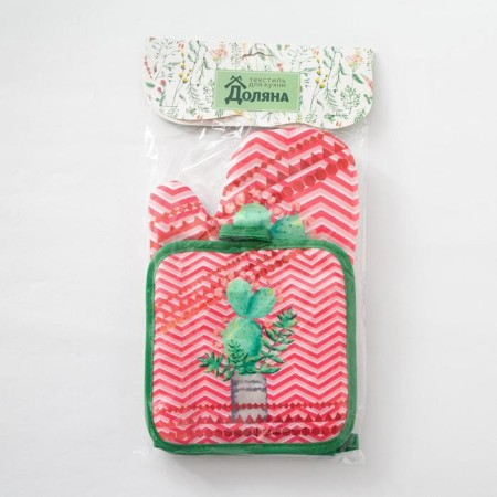 Kitchen set “Cactus” Take 17x17 cm, mitten 26x16 cm-3