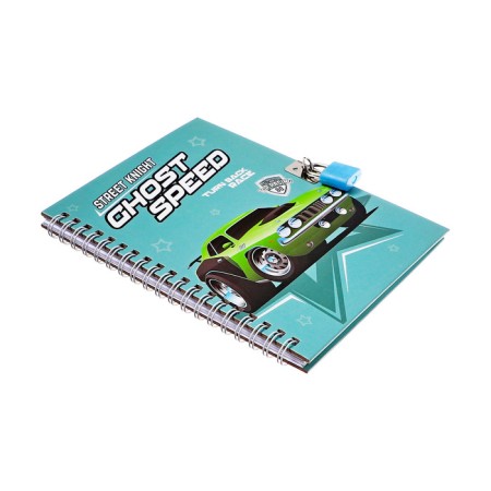 Gift notebook, 45 sheets, line, on the castle, on the crest, green car (17.8x13cm) 10549-3