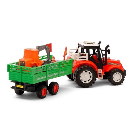 Tractor inertial "Farmer", with a trailer, color mix-3