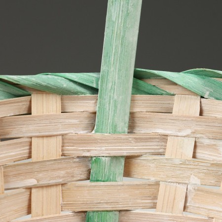 Wicker basket, d23 x 17 x 10/36 cm, green, bamboo-3