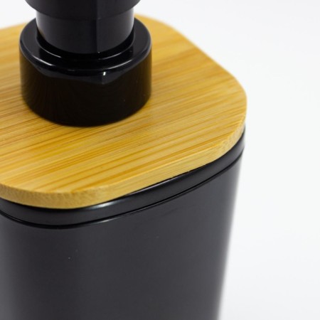 Joy Home liquid soap dispenser, plastic, black with bamboo-2