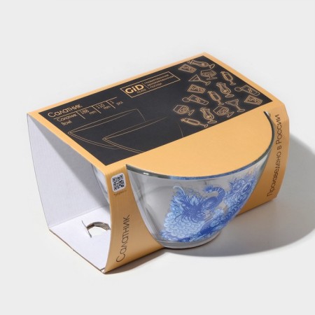 Gzhel salad bowl, glass, 1750 ml, in gift packaging-4