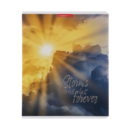 Notebook 96 leaflets “Thunderstorm will pass”, cover coated cardboard, matte lamination, foil embossing, offset block, mix-4