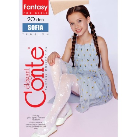 Children's tights with a Flower pattern CONTE Elegant Sofia, height 104-110 cm, color Milk-3