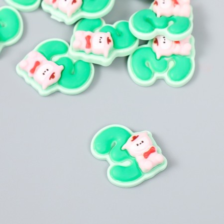 Decor for creativity "Number 3 with an animal" set 10 pcs 2x1.6 cm