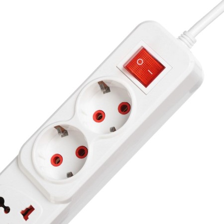 Extension cord Luazon Lighting, 2 euros+2 univ., 3 m, 2200 W, 2x0.5 mm2, with off., White-2