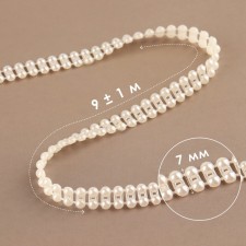Pearls on threads, flat, 7 mm, 9 ± 1 m, milk color