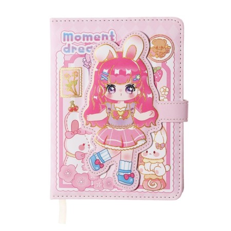 Gift notebook, A6+, 100 sheets, color block, with a curly knife, PVC cover, "Anime", mix-3