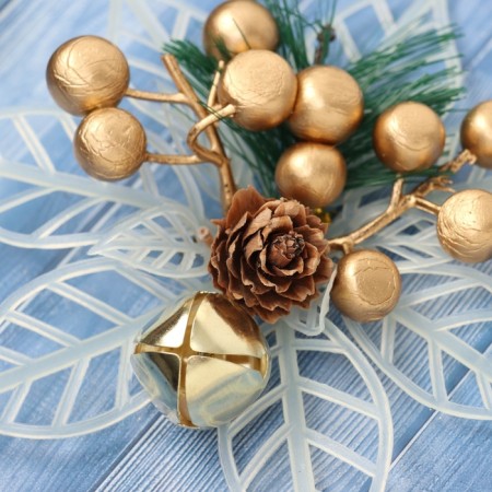 Christmas tree decoration "Festive flowers" (set 2 pcs) Bells, 13 cm, white-2