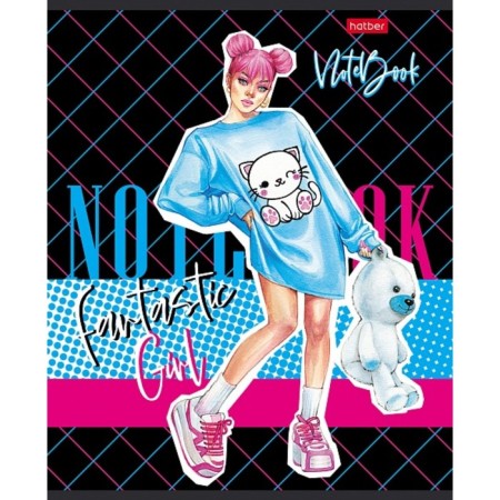 A notebook of 60 sheets in a cage, Zoomer-girl, covered cardboard, an offset block 65g/m2, 5 species, mix-4