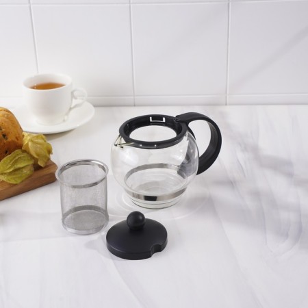 Glass teapot “Inspiration”, 500 ml, with metal sieve, black color-5