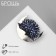 Brooch "Hedgehog" on the moon, blue color in silver