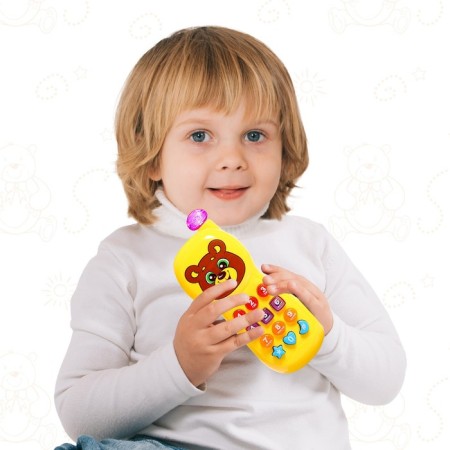 Musical phone “Funny Bear”, light effects, Russian voice acting, works from batteries-4