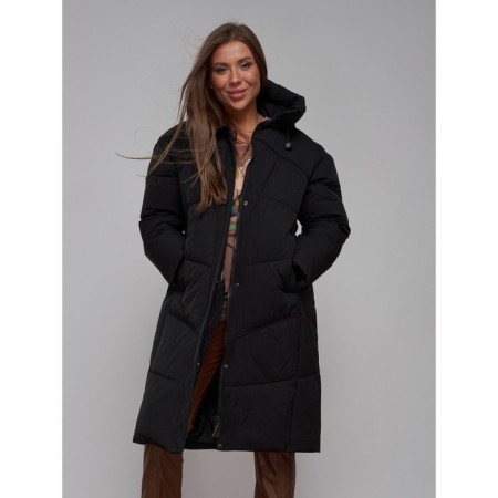 Coat insulated winter female, size 44, black color-15