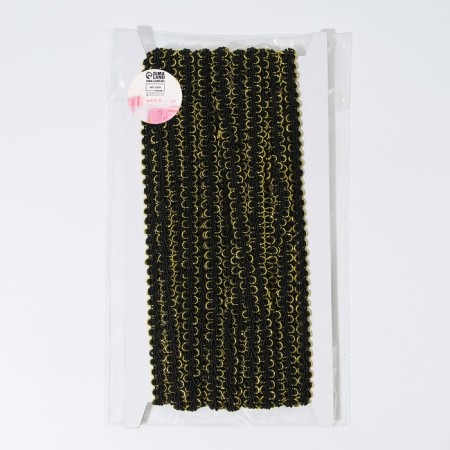 Decorative braid "Chanel", 8 mm, 10 ± 1 m, black/gold color-2