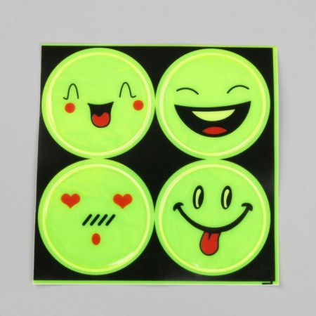 Reflective stickers "smiles", d = 5 cm, 4 pcs on the sheet, yellow color-3