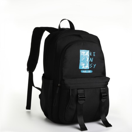 School backpack on lightning, 5 pockets, black color-2