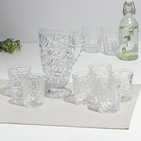 Drinking set, glass, 7 items: jug 1.2 l, 6 glasses 270 ml