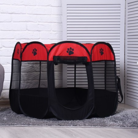 Animal aviary, tent, 8 walls, 90 x 55 cm, red-5