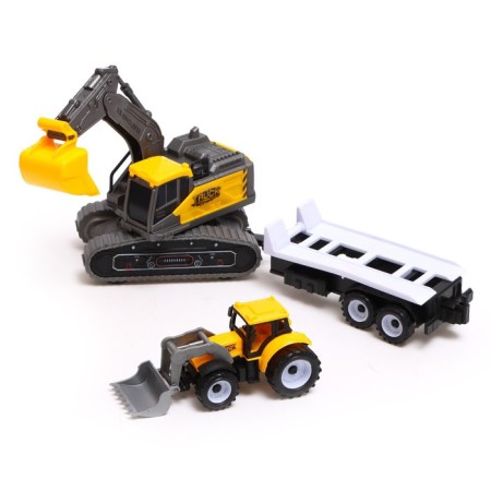 Excavator inertial "Construction", with a trailer and a tractor, mix-3