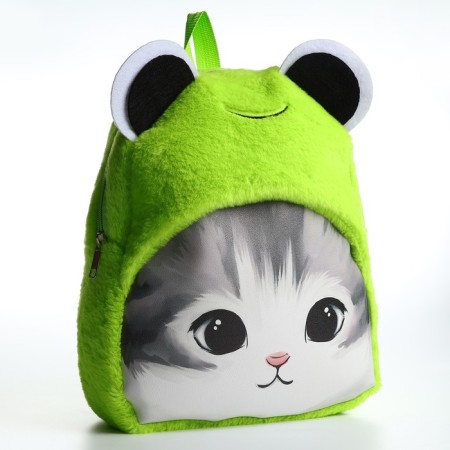 Plush Baby backpack for the girl "Kotopolushka", 30x25x7 cm-1